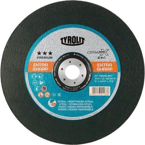 Schruppscheibe CERABOND X D230xS7mm Körnung 24 27 GEKR. INOX/Stahl Bohrung 22,23 mm (1/4)