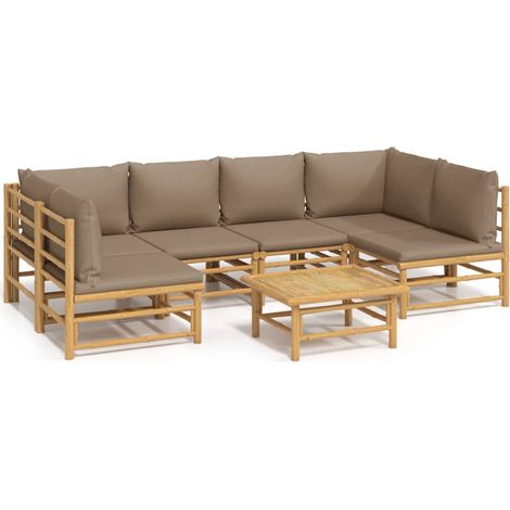 Maison Exclusive - Set Salotto da Giardino 7pz con Cuscini Tortora Bambù
