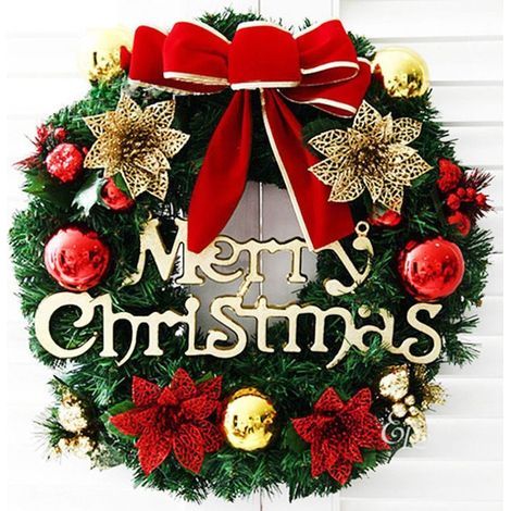 Weihnachtsstern-Weihnachtskranz – Frohe Feiertage – PVC – Mehrfarbig – Rot – Durchmesser 30 cm – Ywey