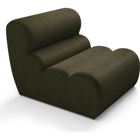 Fauteuil en tissu bouclette kaki LOFT (1/5)