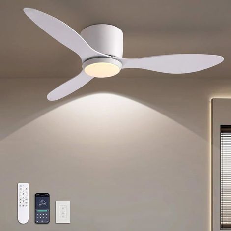 Ventilateur plafond silencieux 107 cm – LED 3 couleurs, télécommande – 6 vitesses, moteur DC – Minuterie (1/5)