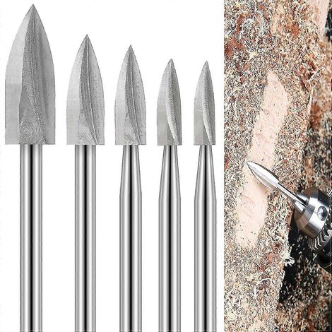 Ensemble de 5 forets à bois pour la sculpture, avec queue de 3,2 mm (1/8"), pour le bricolage, la sculpture, la gravure, le ponçage et le perçage. (1/5)