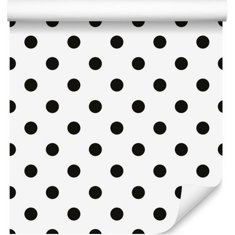 Papier peint classique à pois noirs sur fond blanc 50x1000 cm (1/5)