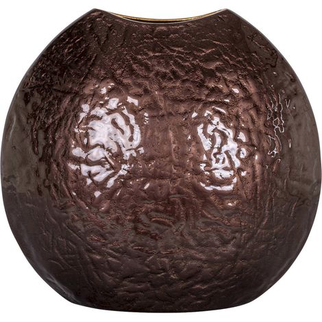 Vase décoratif rond finition brun foncé sculptural - brun foncé profond (1/5)