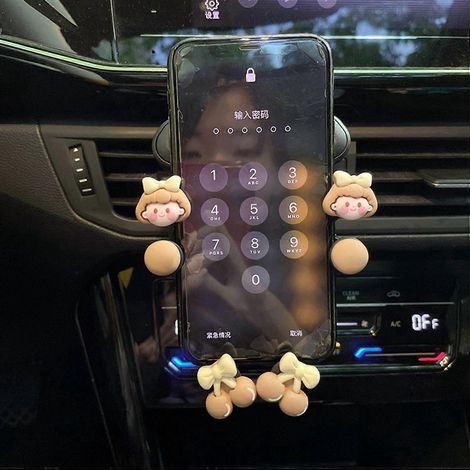 Support de voiture universel et multifonctionnel avec un joli design de dessin animé, empêche les oscillations, fixation en 6 points pour les grilles d'aération