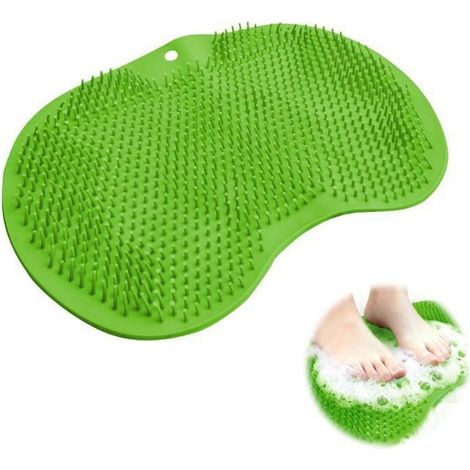 HOXILEELEOTapis doccia esfoliante per i piedi con ventose antiscivolo, cuscino vasca da bagno esfoliante e massaggiatore verde (1/5)