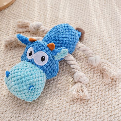 Juguete masticable suave para perros grandes con mandíbulas potentes, indestructible, hecho de algodón, duradero (azul real, vacas) 27 cm x 25 cm (1/4)