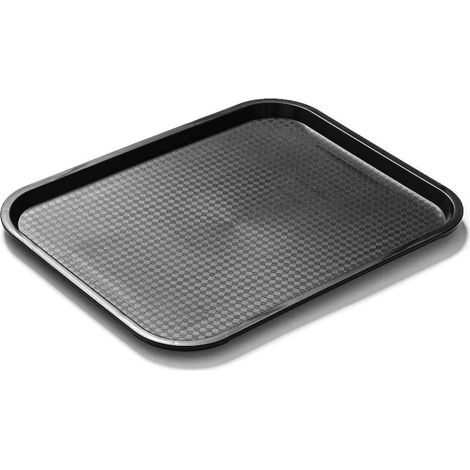 Plateau de Service Rectangulaire - 1 Unité - Polypropylène Noir - Résistant et Lavable - Pour Restaurants et Cafés - 45x35 cm (1/5)