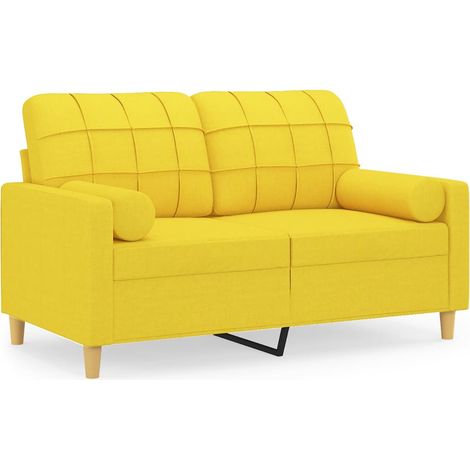 Maison Exclusive - Divano a 2 Posti con Cuscini Giallo Chiaro 120 cm in Tessuto