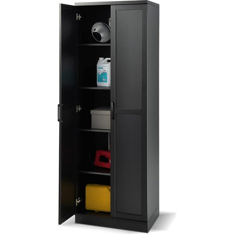 COSTWAY Alacena de Cocina con 2 Puertas y 5 Estantes, Aparador de Almacenamiento con Estantes Ajustables, Mueble Auxiliar de Almacenaje Multifuncional para Cocina, Salón, 59 x 44 x 178 cm (Negro) (1/5)