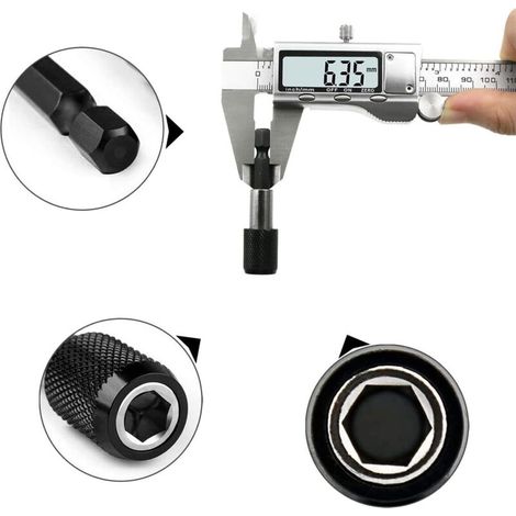 Porte Embout Magnetique,Porte Embout Visseuse a Choc,Hex Tige Porte-embout de Tournevis Magnétique,Hex Tige Porte-embout de Tournevis,Tournevis Rallonge Tige Hexagonal,Porte-Embouts Pi (1/4)