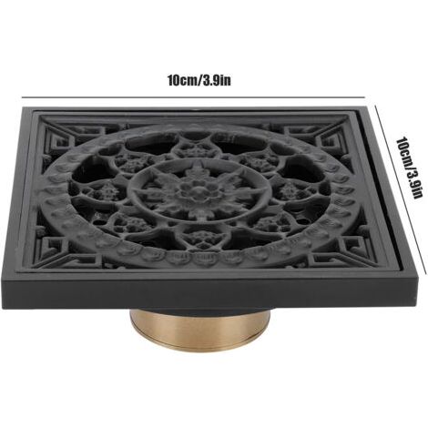 NALOOKAMIC Siphon de Sol de Douche Carré, Cuivre Noir Drain de Douche Européen Rétro Haute Densité avec Couvercle Amovible 10x10cm (1/4)