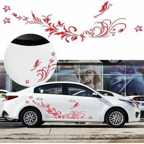 2 Stück Autoaufkleber mit Blumen- und Libellenmotiven aus Rattan, selbstklebend, für LKW-Seitenwände, Vinylgrafiken