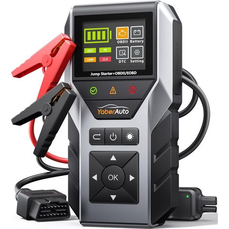 Booster Batterie Voiture 6000A avec Valise Diagnostic OBD2 et Testeur de Batterie Externe de Démarrage 16800mAh pour Moteurs Essence et Diesel 10,0 L Lampe LED Câbles (1/5)