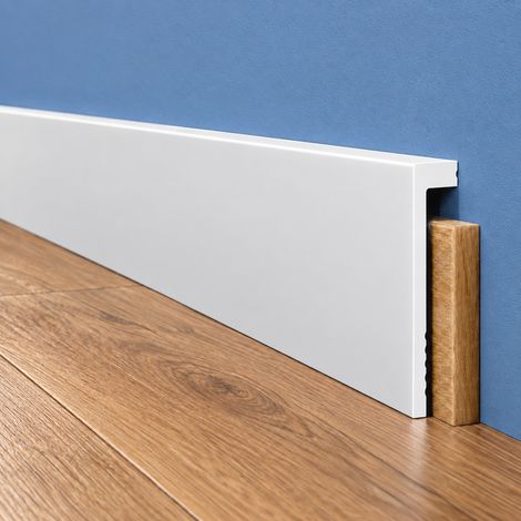 Pacco da 108 ML di Battiscopa BIANCO squadrato Coprimarmo - coprivecchio 115x23mm in POLIMERI
