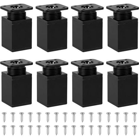 Set of 8 adjustable furniture legs 40 x 40 x 60 mm - Square feet for metal and plastic furniture - Height-adjustable metal feet - Cabinet legs - Table legs - Extension (1/5)