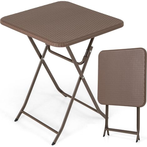 Klappbarer tisch im rattan stil mit 60 x 60 cm hdpe platte