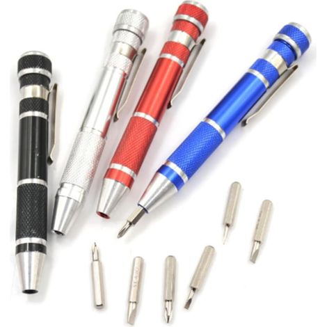 Tournevis Stylo Multifonction Mini Outils de Précision Magnétiques en d'Aluminium Embouts Compact et Portable pour Réparation Téléphone Portable Outils Informatiques (1/5)