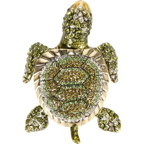 Boîte à bijoux tortue peinte à la main, boîte à bijoux en émail, décoration pour bureau, salon ou maison, ornement tortue, verte. (1/5)