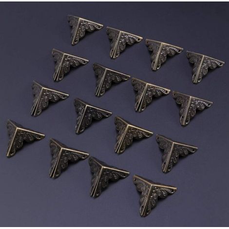 BEBUSINGOTO Set mit 30 Metalleckenschützern für Truhen, dekorative Vintage-Eckenschützer mit 120 zufällig ausgewählten Nägeln (1/5)