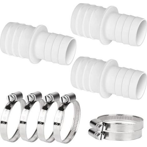 Satz mit 3 Adapterstücken für Schwimmbeckenrohre von Ø 32 mm auf 38 mm - Weiß (1/4)