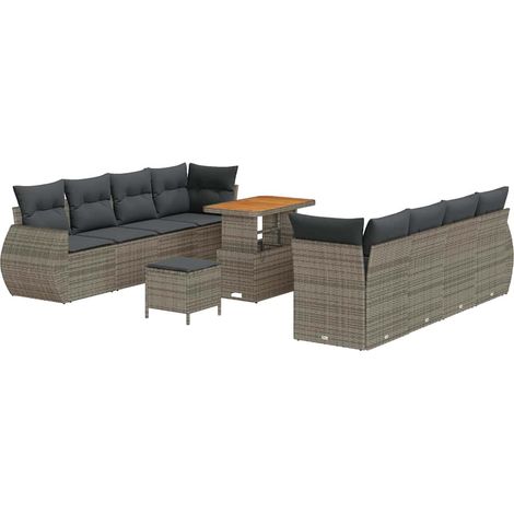 Maison Exclusive - Conjunto de sofá de jardín 11 pcs Gris ratán s
