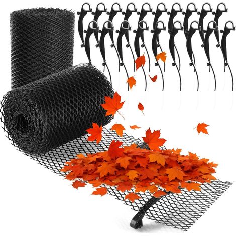 Rouleau de 16 cm de Protection de gouttière pour Maison, abri Voiture, écurie avec 20 Pinces - kit de Protection de gouttière (Rouleau 16 cm)