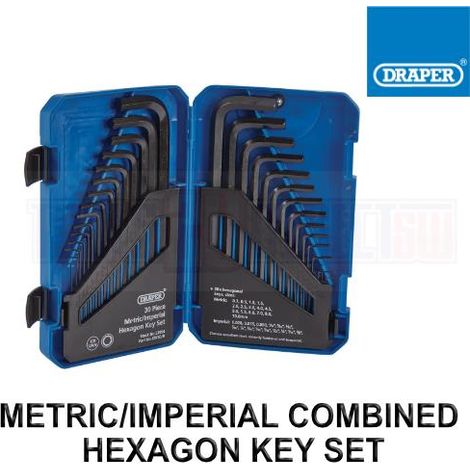 Draper 30-Piece Metric and Imperial Combined Long Pattern Hexagon Allen Key Set (Model 33894) (1/2)