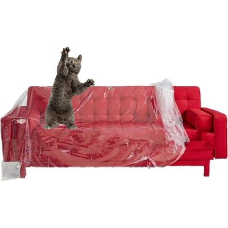 – Lot de 2 housses de canapé en plastique transparent 2 x 3 m – Housse de protection imperméable – Résistante aux griffes et éclaboussures (1/5)