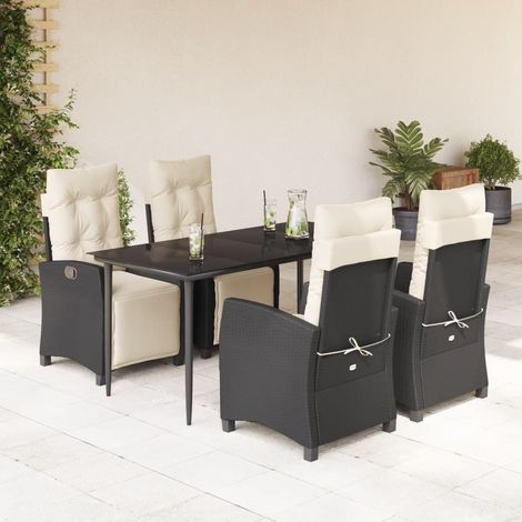 Set de muebles jardín 5 pzas con cojines ratán sintético negro vidaXL (1/5)