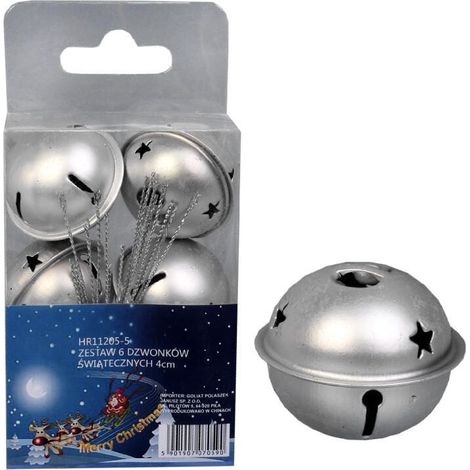 Weihnachtsmann-Glöckchen, 4 cm große Anhänger aus silbernem Metall (1/3)