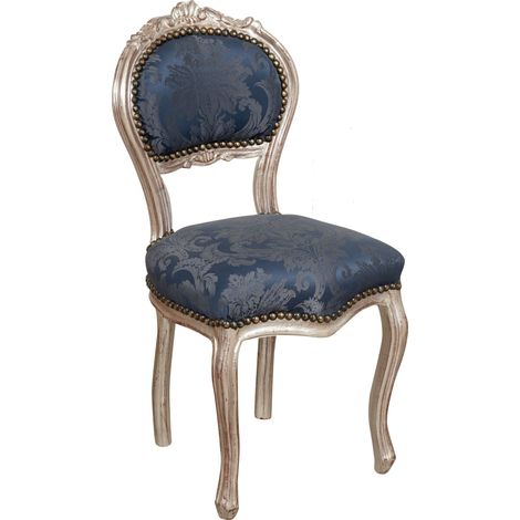 Louis XVI wooden chairs 90x45x42 cm Antique silver chair Upholstered chair French style Armchair bedroom Upholstered armchair