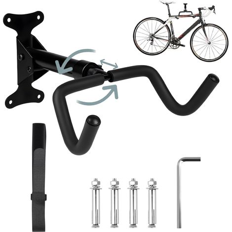 Support Vélo Mural Rotatif à 360°, Extensible et Pliable, Protection Mousse EVA pour Vélos de Course et Électriques (1/5)