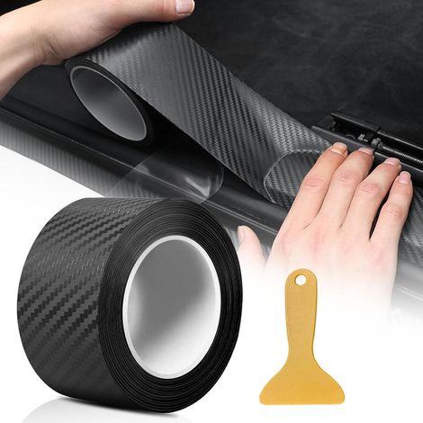 Carbone Adhésif pour Voiture, 5cm x 5m Fibre de Carbone Autocollant, Autocollant Carbone pour Voiture avec Grattoirs pour la Plupart des Voitures comme Les SUV et Les Berlines (Noir) (1/5)