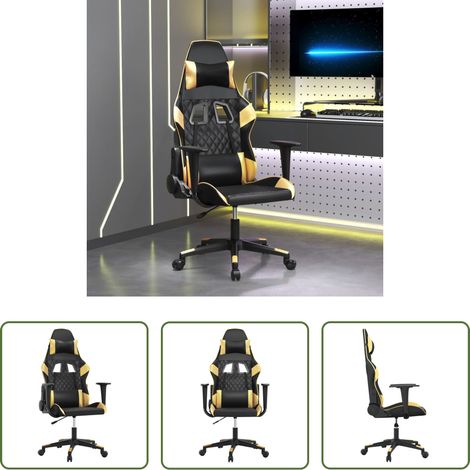 Chaise de jeu confort -  Chaise de jeu Noir et doré Similicuir (1/5)