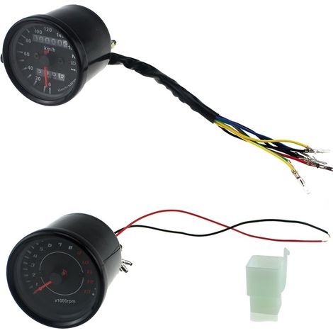 Compteur combiné mécanique pour moto – Vitesse et régime moteur avec éclairage LED – Cadran rétro pour personnaliser votre deux‑roues (1/4)