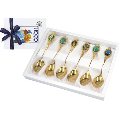 Vergoldete Löffel von Carmani und Van Gogh/Mix aus Gemälden (6-teiliges Set) (1/2)