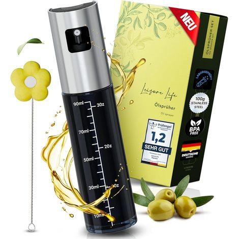1 Pulvérisateur d'huile Verre vert anti-UV Acier inoxydable Sans BPA Cuisine