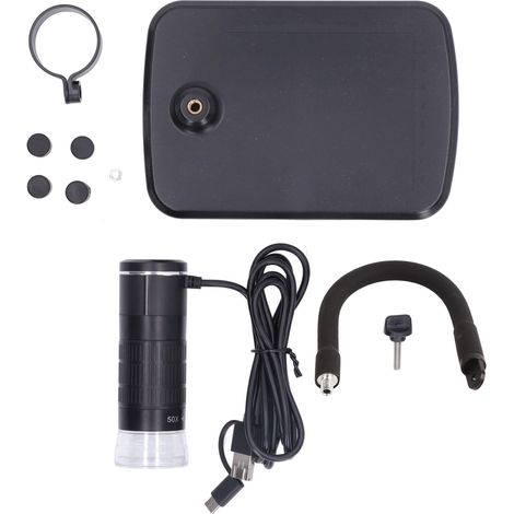 Microscope numérique HD USB 3-en-1 avec support flexible pour téléphone, endoscope portatif à haute magnification