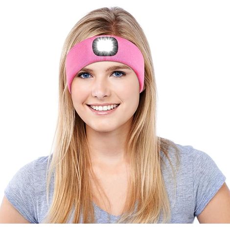 Bandeau de sport LED (rose), 3 lumières super lumineuses, brassard lumineux de sport unisexe, adapté à la course à pied, au basket-ball, au yoga, au cyclisme, au fitness. (1/5)