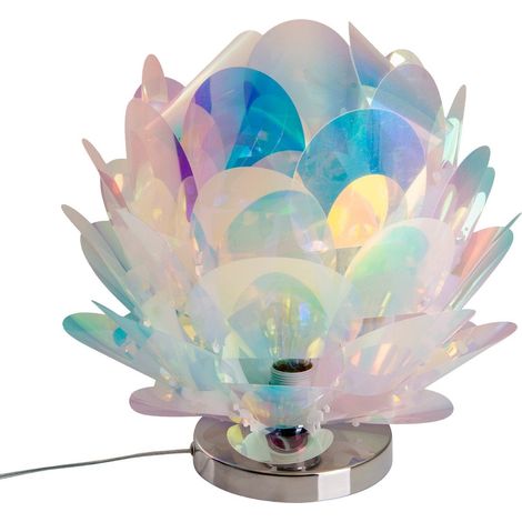 Lampe à Poser Design Floral en Plastique Irisé et Métal Chromé E27 Ø 41 cm pour Salon et Chambre - PANGIVO (1/5)
