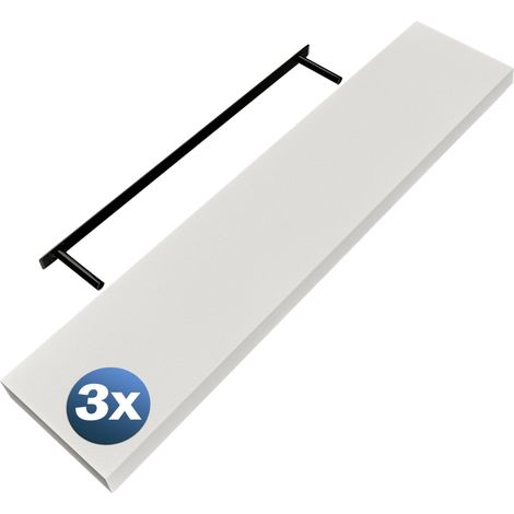 CASARIA® Set of 3 110cmx23cm Floating Shelf Including Bracket  Wall Shelving Living Room Kitchen Bedroom Office  38mm Thick  Hidden Wall Fixing  15kg Capacity MDF  110cm matt weiss (de)