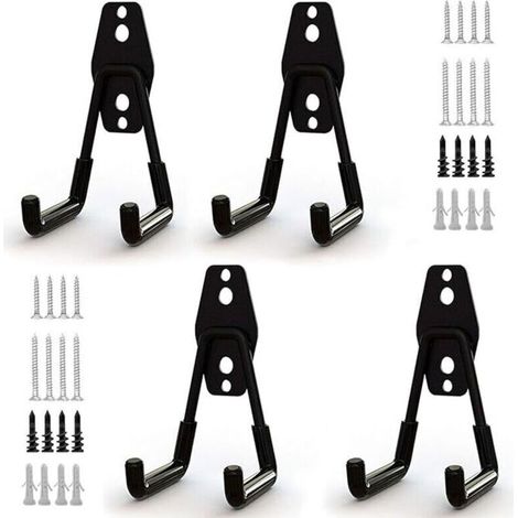 4pcs Crochet de Rangement de Garage en Acier,Stockage outils garage Crochets avec Revêtement Anti-Dérapant Support Lourd pour Accrocher les échelles/vélos/outils de jardin/Cordages