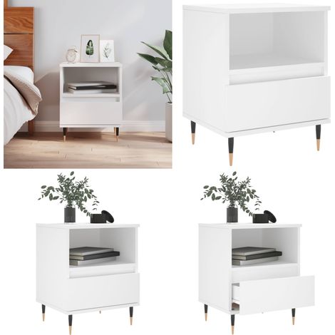 Comodino Bianco 40x35x50 cm in Legno Multistrato - Comodino moderno - Comodino con cassetto