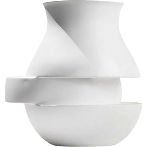 Vases en résine laminée blanche à géométrie abstraite - Décoration d'intérieur (1/5)