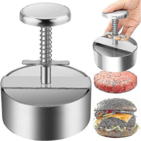Presse à hamburgers Homemiyn, presse à hamburgers haut de gamme en acier inoxydable, machine à steaks hachés réglable (1/4)