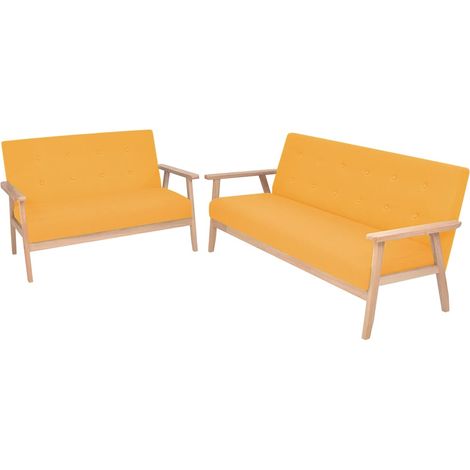 2 pcs Ensemble Canapés droits de relaxation Canapé relax - Canapé de salon Tissu jaune BV898458 - BonneVie (1/5)