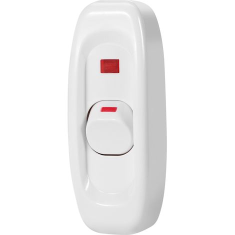 Weißer 250V 10A Zwischenkabelschalter für Tisch- oder Schreibtischlampen, mit LED-Anzeige, Ein-/Ausschalter, 1 Stück (1/5)