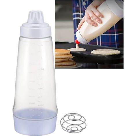 2 Pack Dispensateur de gâteau et bouteille de mélangeur avec boule de fouet de fil - Distributeur de pression pour batteur (1/5)