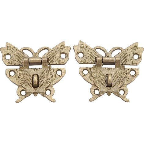 Serrure pour coffret à bijoux finition bronze, loquet de meuble (1/5)